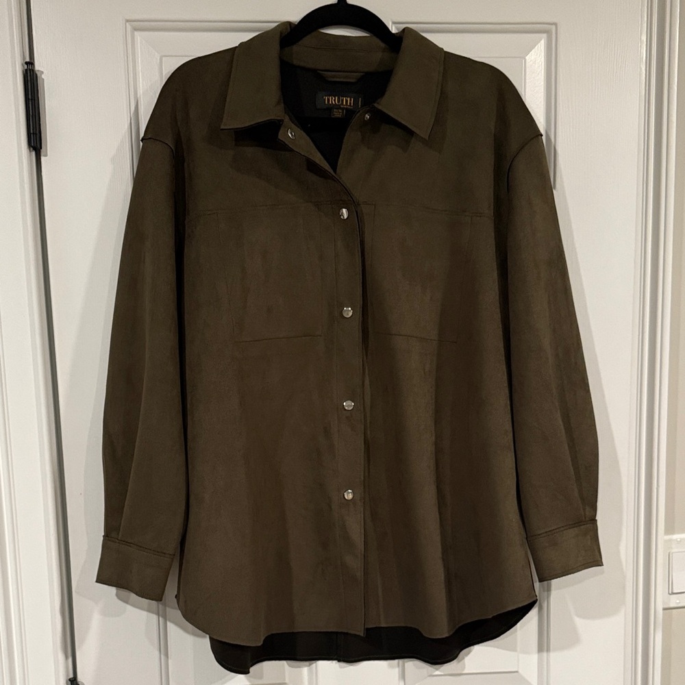 Truth by Republic Suede Shacket in Carbon Crystal